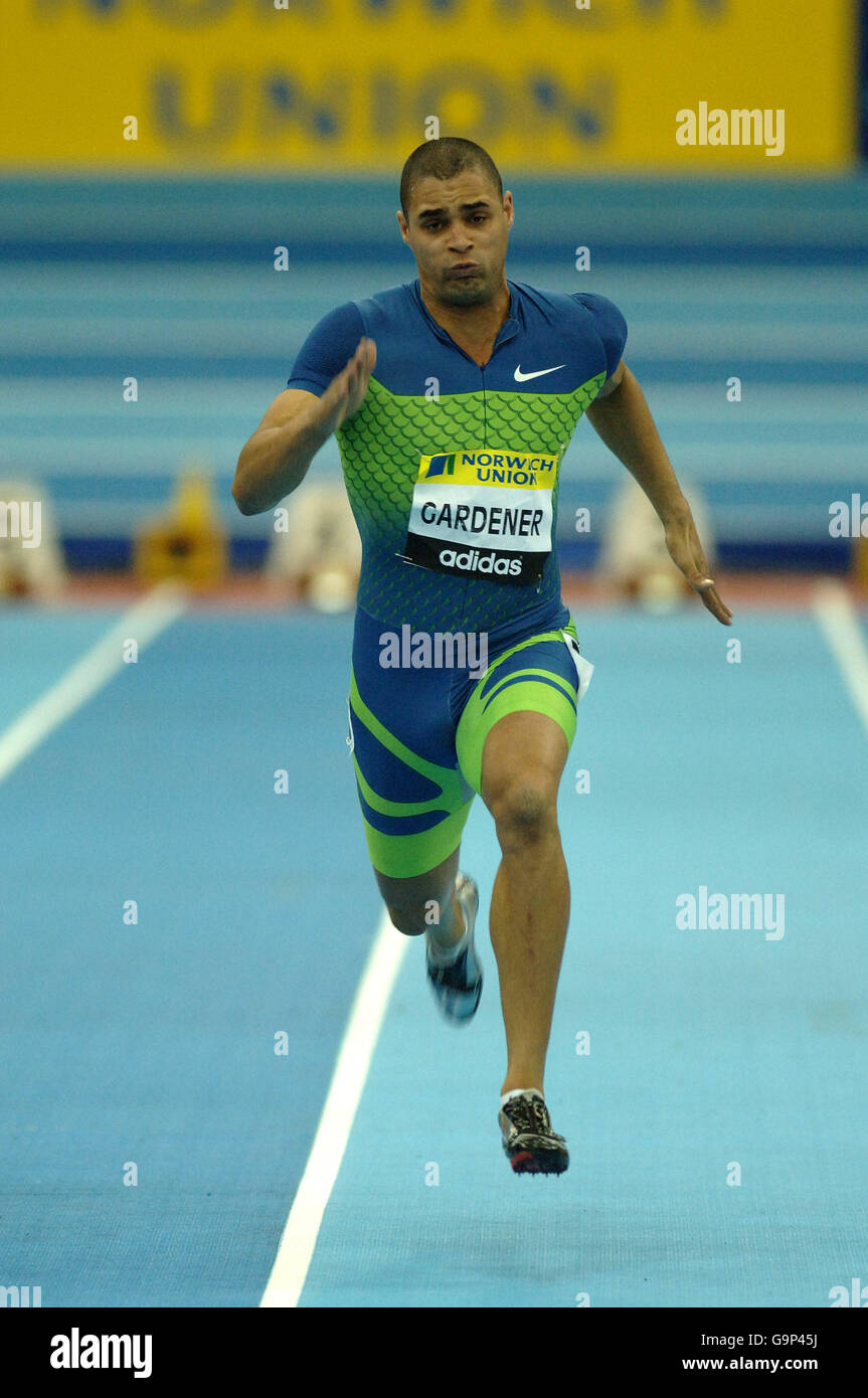 Athlétisme - IAAF Norwich Union Grand Prix intérieur - National Indoor Arena.Jason Gardener en Grande-Bretagne dans l'action dans le 60m Banque D'Images