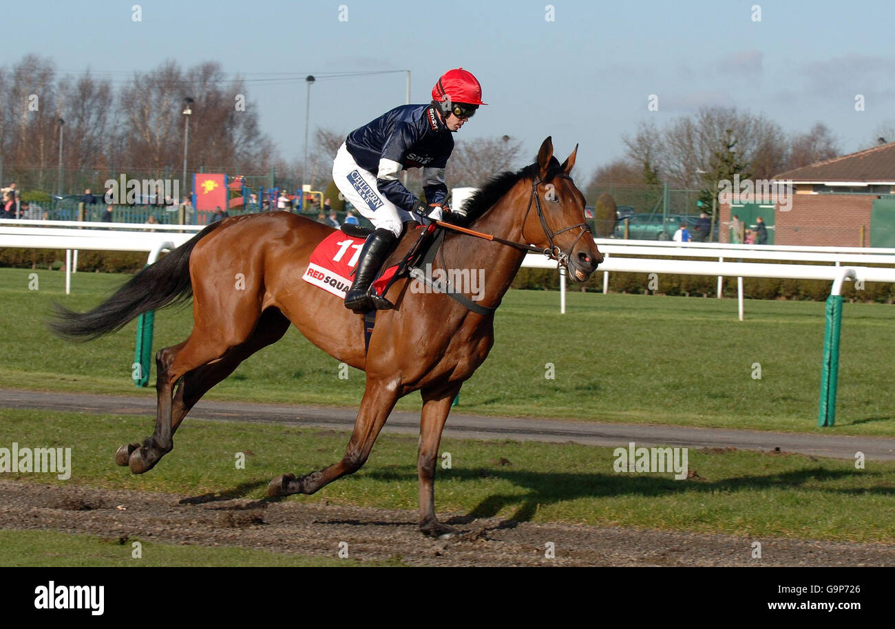 Course de chevaux - stock.Leading Man and jockey Graham Lee avant la Red Square Vodka Gold Cup à Haydock racecourse, Haydock. Banque D'Images