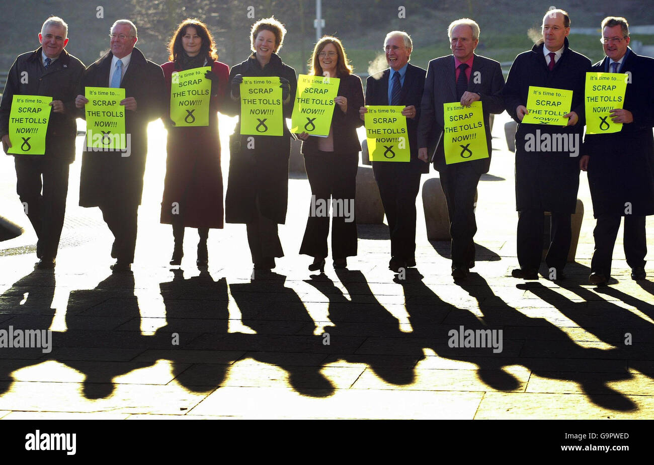 Pont à péage SNP protester Banque D'Images