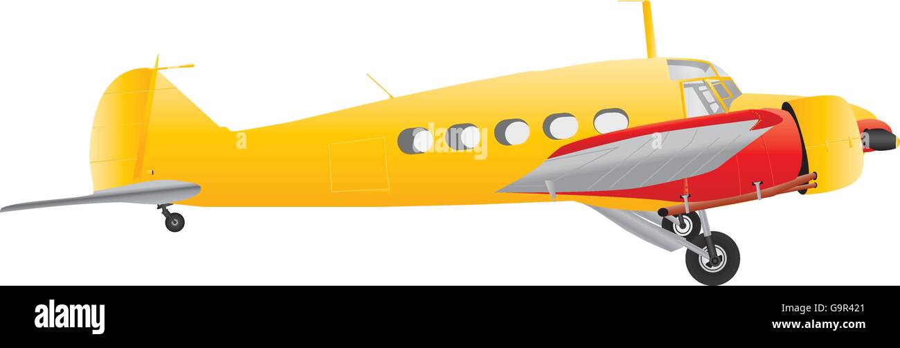 Un avion de l'ancien combattant jaune et rouge isolated on white Illustration de Vecteur