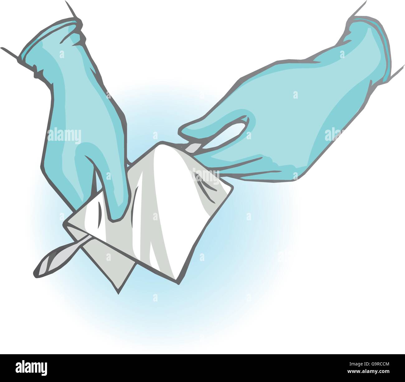 Médecin mains avec des gants séchage un scalpel médicaux Illustration de Vecteur