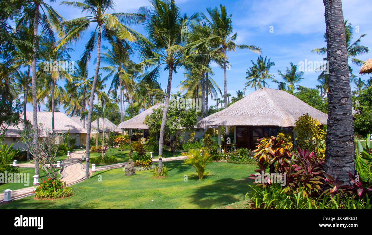 Bungalows, l'hôtel Siddharta, Dive Resort & Spa, Bali, Indonésie / Tulamben Banque D'Images