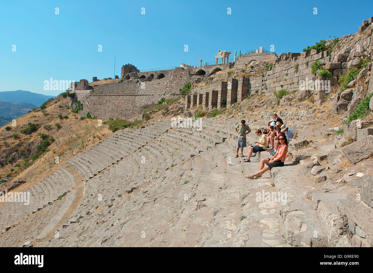 Le grec ancien amphithéâtre, Pergamon, Turquie Banque D'Images