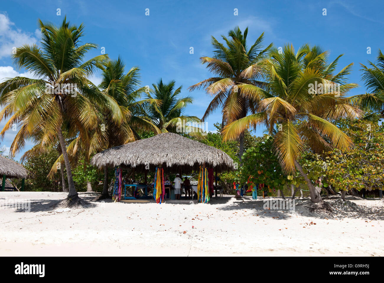 Cabane de plage, l'île de Saona, la province de La Altagracia en République Dominicaine, Banque D'Images