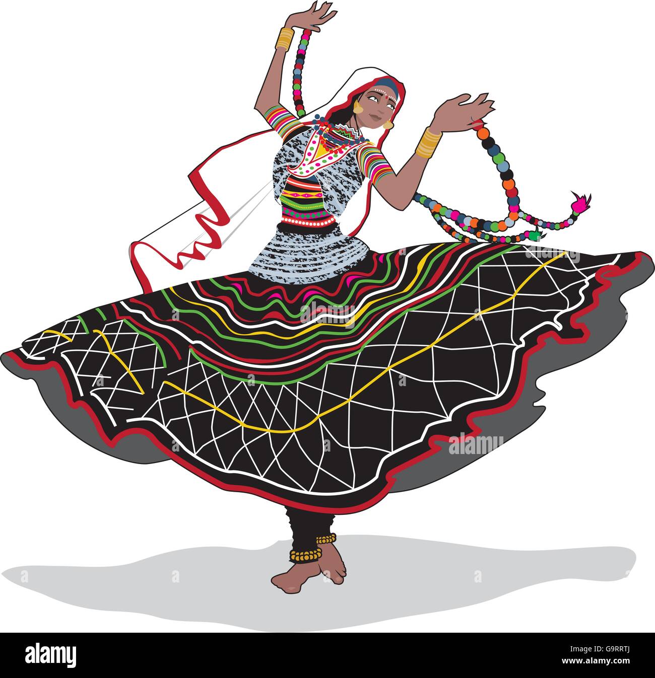 Les Indiens Rajasthani gypsy dancer Illustration de Vecteur