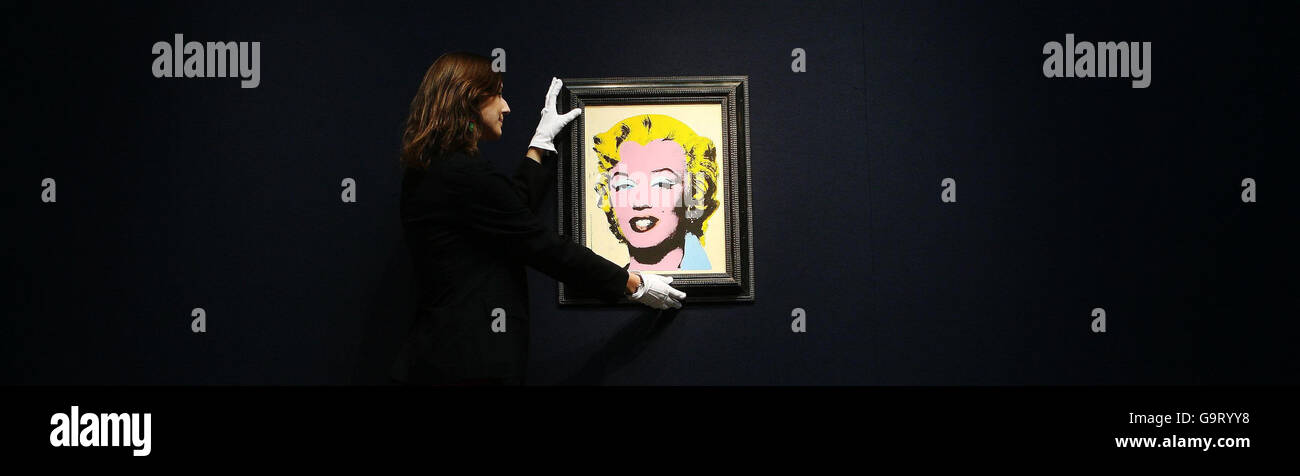 Un portrait d'Andy Warhol de Marilyn Monroe intitulé Lemon Marilyn à Christie's à Londres avant la vente d'art contemporain et d'après-guerre de Christie à New York le 16 mai. Banque D'Images