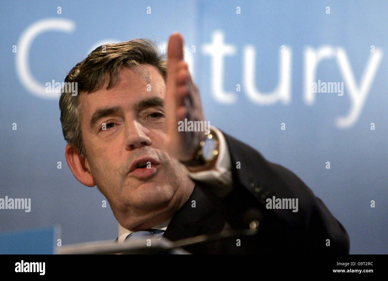 Gordon Brown, chancelier de l'Échiquier, prononce son discours lors d'une conférence sur la réforme des services publics à Londres. Banque D'Images