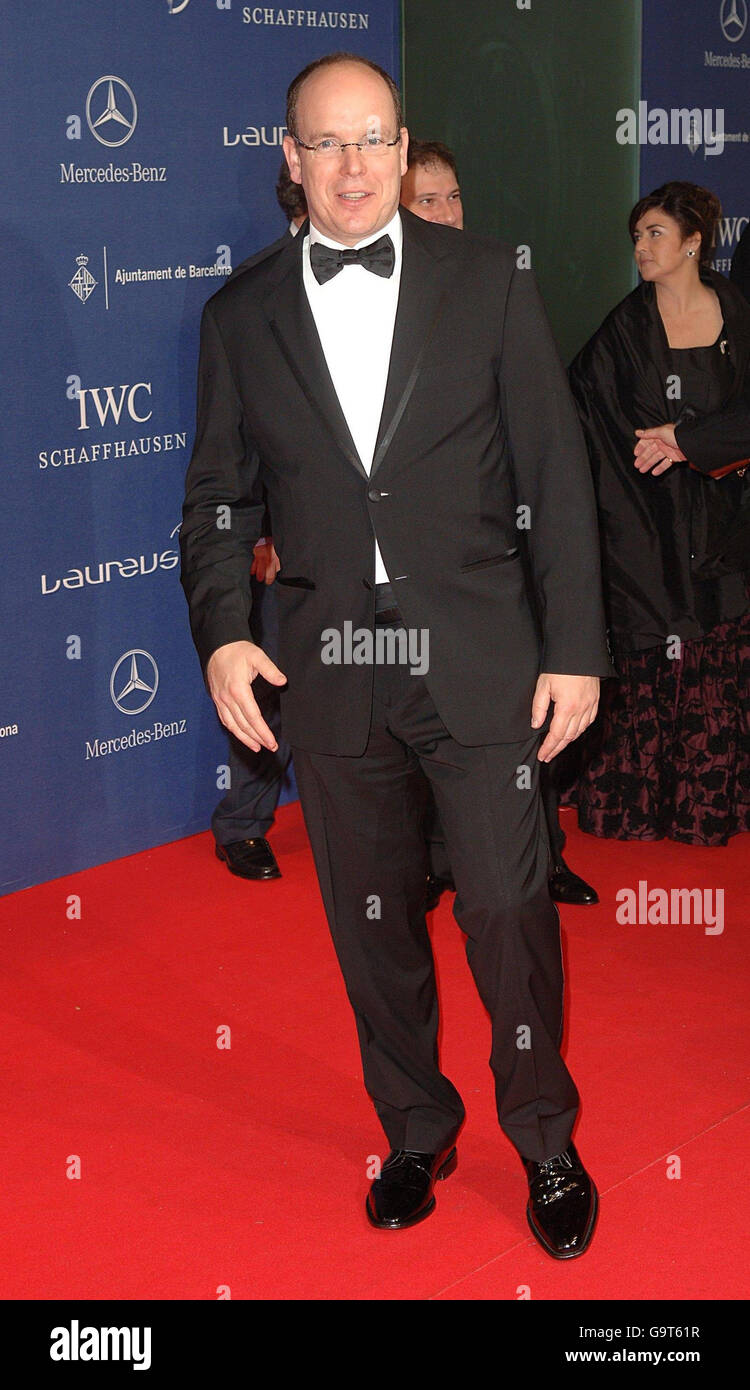 Le Prince Albert de Monaco arrive aux Laureus World Sports Awards, au Palau Sant Jordi, à Barcelone, en Espagne. Banque D'Images