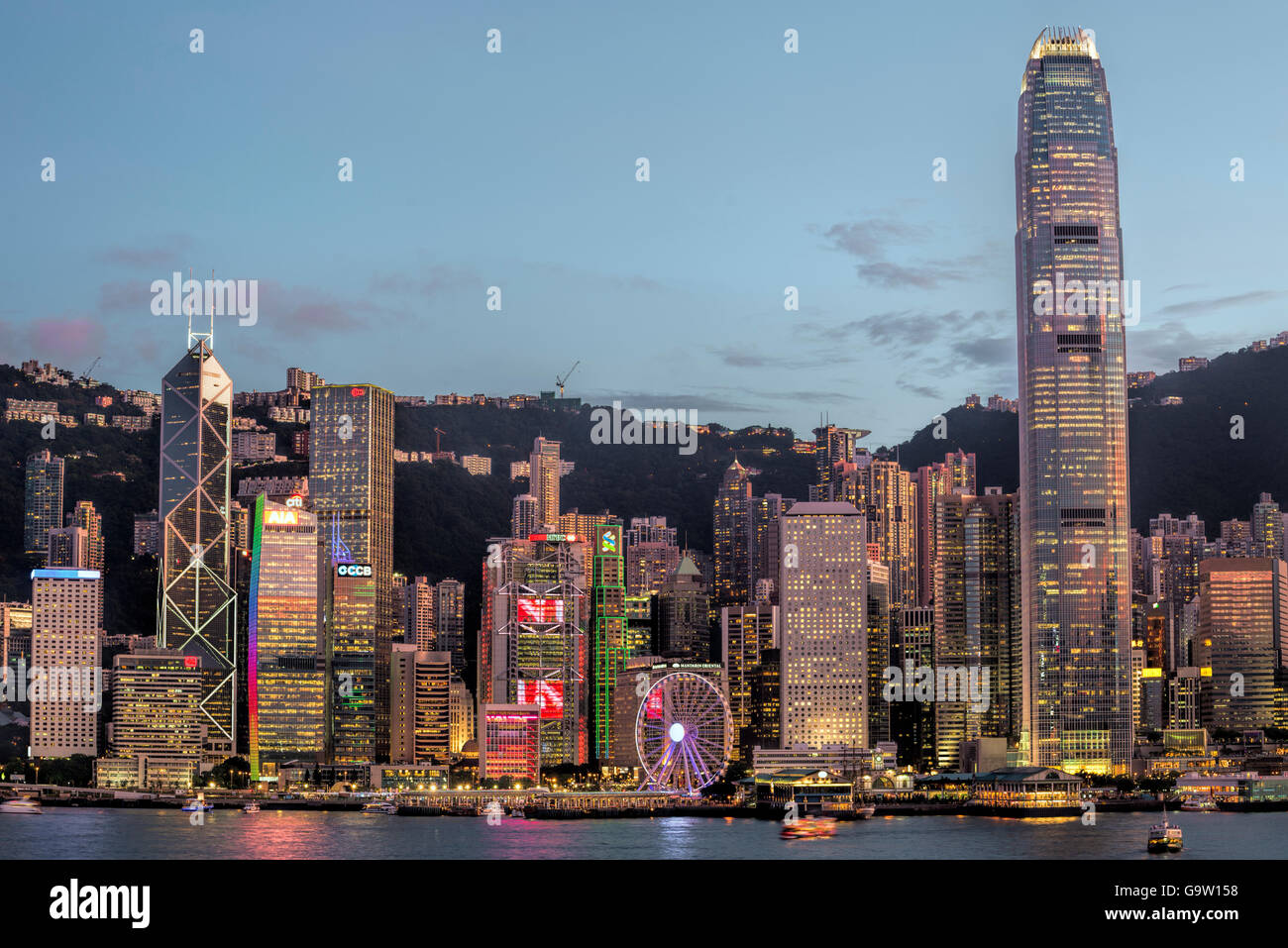 La ville de Hong Kong, le port de Victoria, Hong Kong, Chine. Banque D'Images