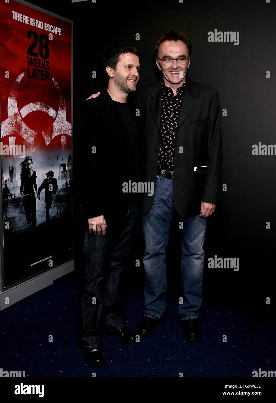 Directeur de 28 jours plus tard Danny Boyle arrive avec Juan Carlos Fresnadillo pour la première de 28 semaines plus tard au Odeon Covent Garden sur Shaftsbury Avenue, centre de Londres. APPUYEZ SUR ASSOCIATION photo. Date de la photo: Jeudi 26 avril 2007. Le crédit photo devrait se lire: Yui Mok/PA Wire Banque D'Images