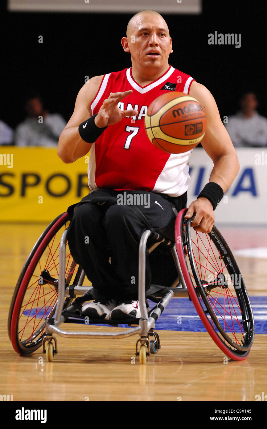 Basketball en fauteuil roulant - COUPE du monde paralympique VISA 2007 - Manchester. Richard Peter, Canada Banque D'Images