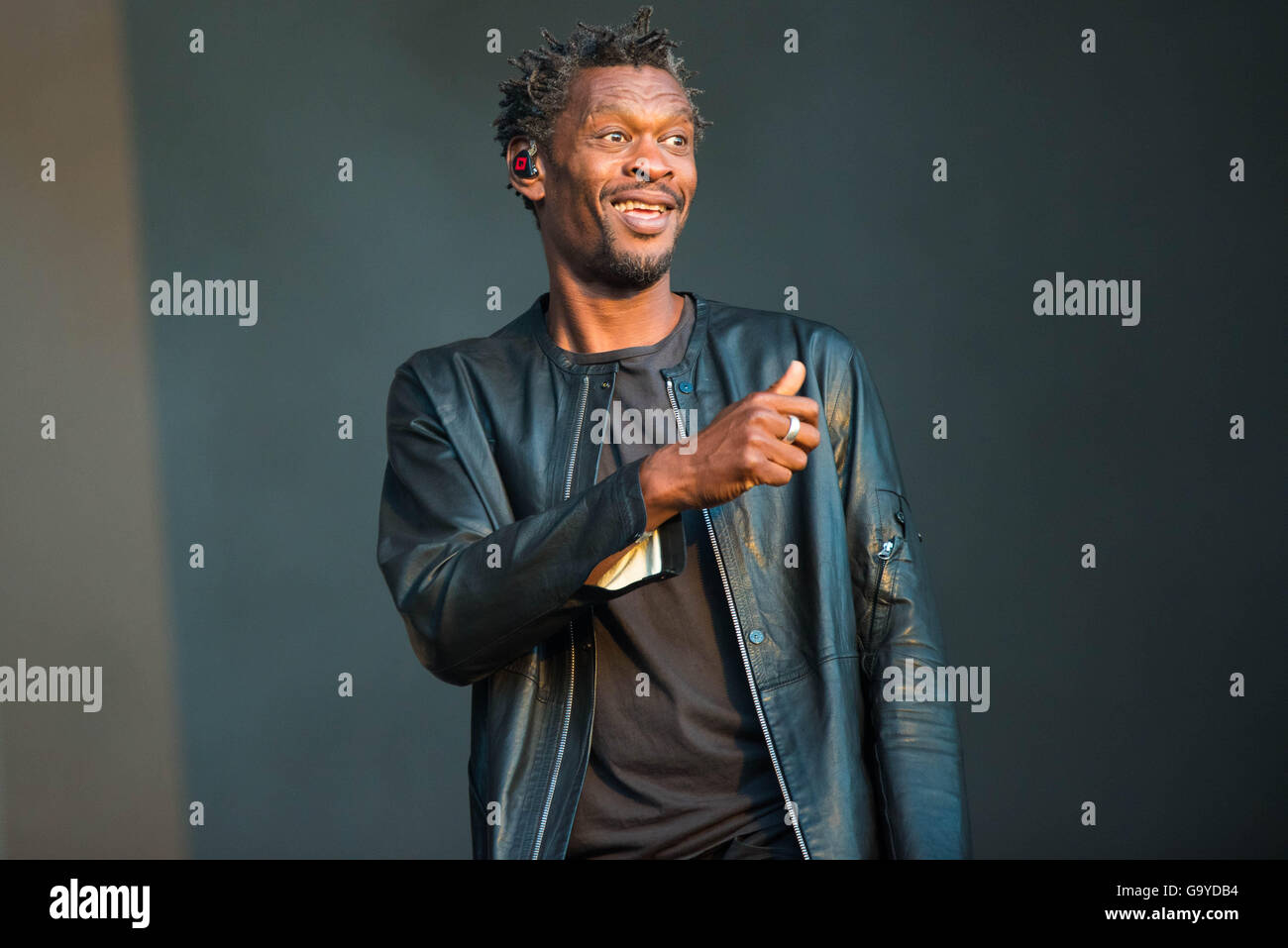 Londres, Royaume-Uni. 1er juillet 2016. Londres, Royaume-Uni. 1er juillet 2016. Daddy G (aéroport international Grantley Marshall) de Massive Attack joue sur la scène à l'heure d'été britannique Barclaycard présente Festival à Hyde Park le 1 juillet 2016 à Londres, en Angleterre. Crédit : Michael Jamison/Alamy Live News Banque D'Images