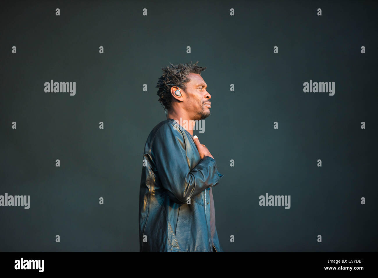Londres, Royaume-Uni. 1er juillet 2016. Londres, Royaume-Uni. 1er juillet 2016. Daddy G (aéroport international Grantley Marshall) de Massive Attack joue sur la scène à l'heure d'été britannique Barclaycard présente Festival à Hyde Park le 1 juillet 2016 à Londres, en Angleterre. Crédit : Michael Jamison/Alamy Live News Banque D'Images