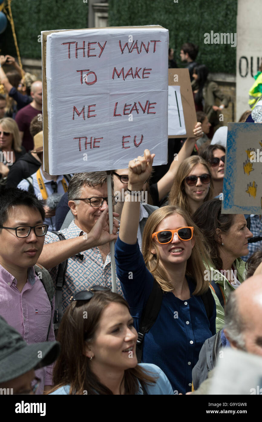Londres, Royaume-Uni. 07 juillet, 2016. Brexit anti de protestation à Londres, au London Crédit : pix/Alamy Live News Banque D'Images