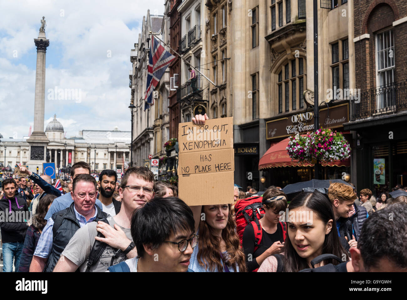 Pour l'Europe, Anti-Brexit mars protestation, Londres, UK, 02/07/2016 Banque D'Images