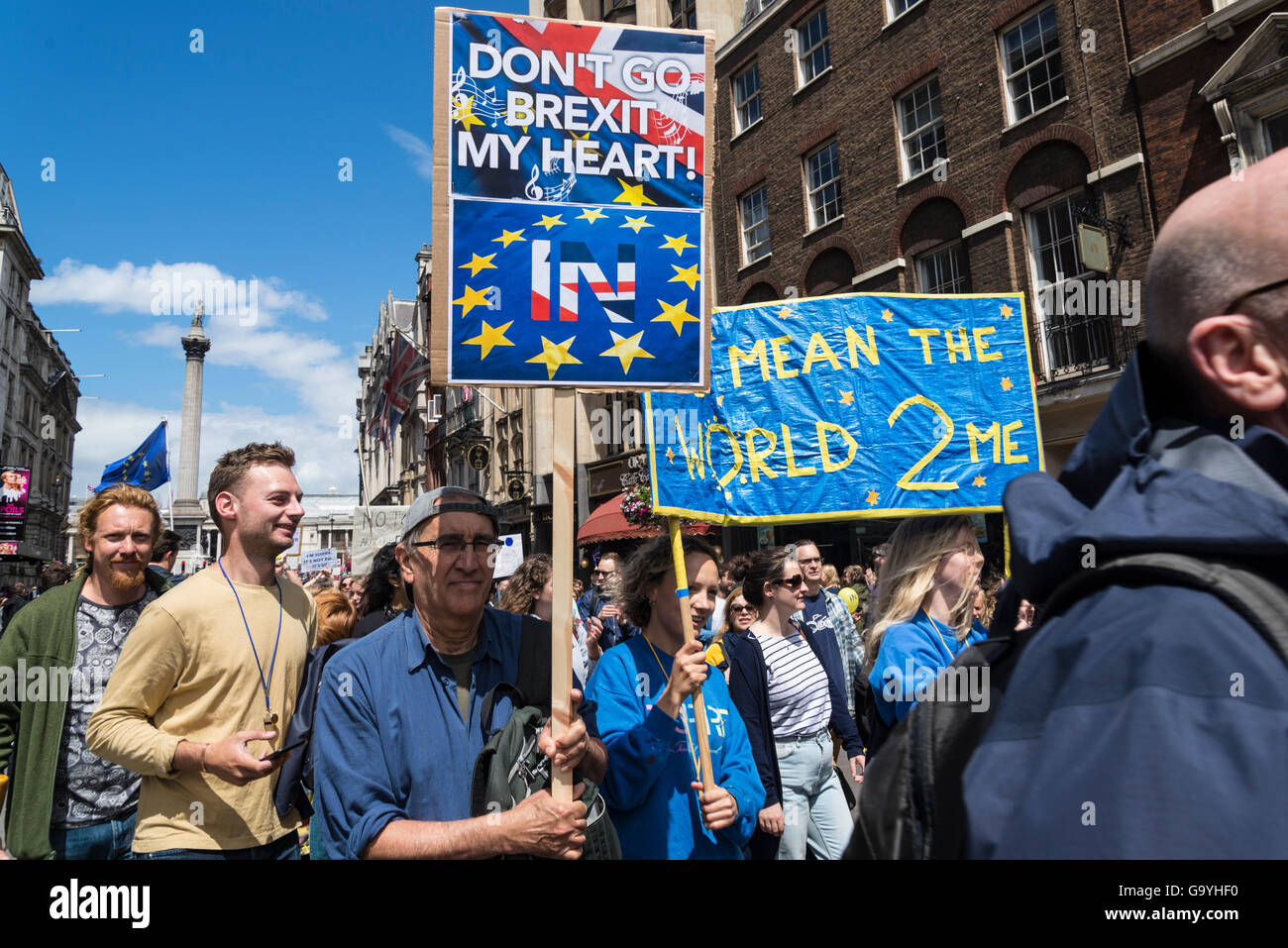 Pour l'Europe, Anti-Brexit mars protestation, Londres, UK, 02/07/2016 Banque D'Images