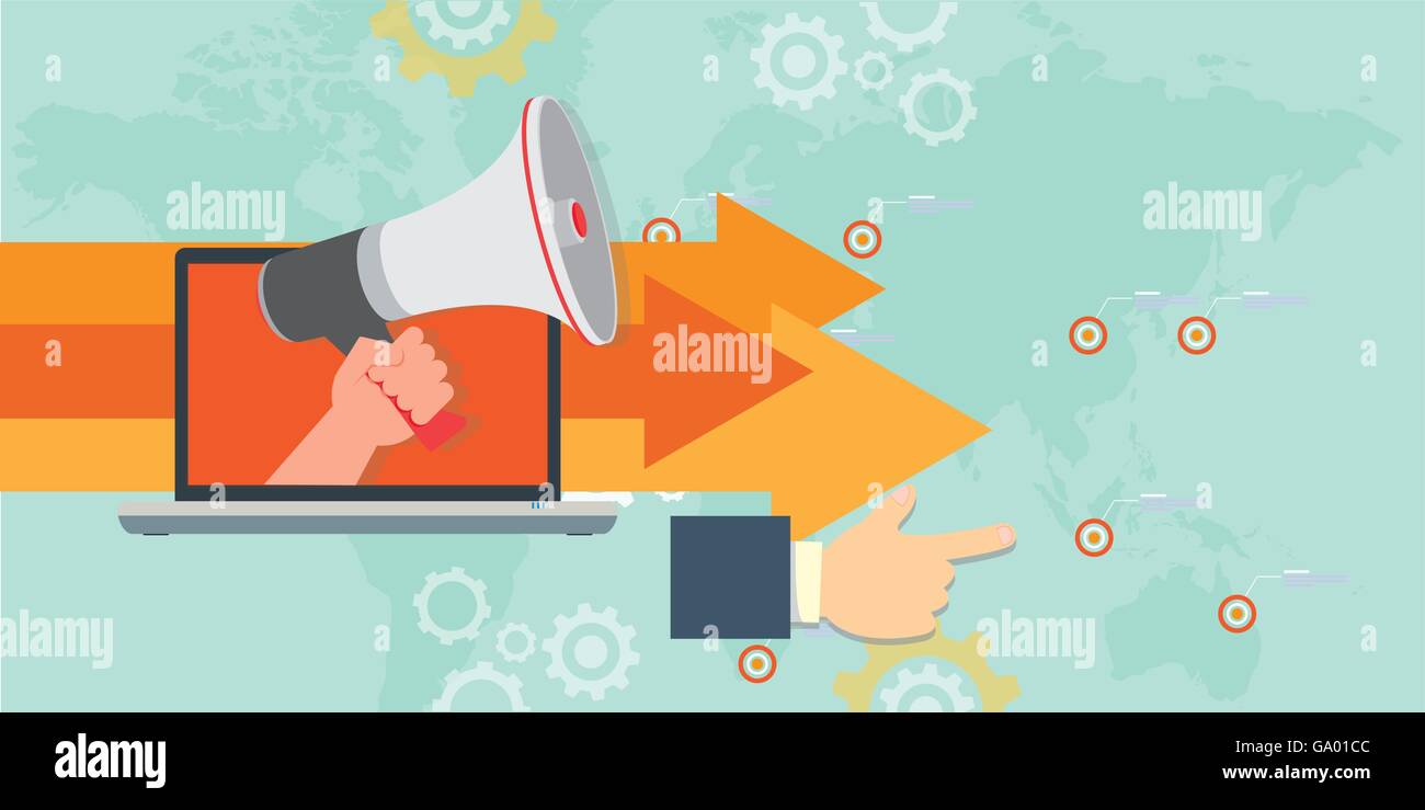 Direction marketing en ligne vecteur illustration design concept Illustration de Vecteur