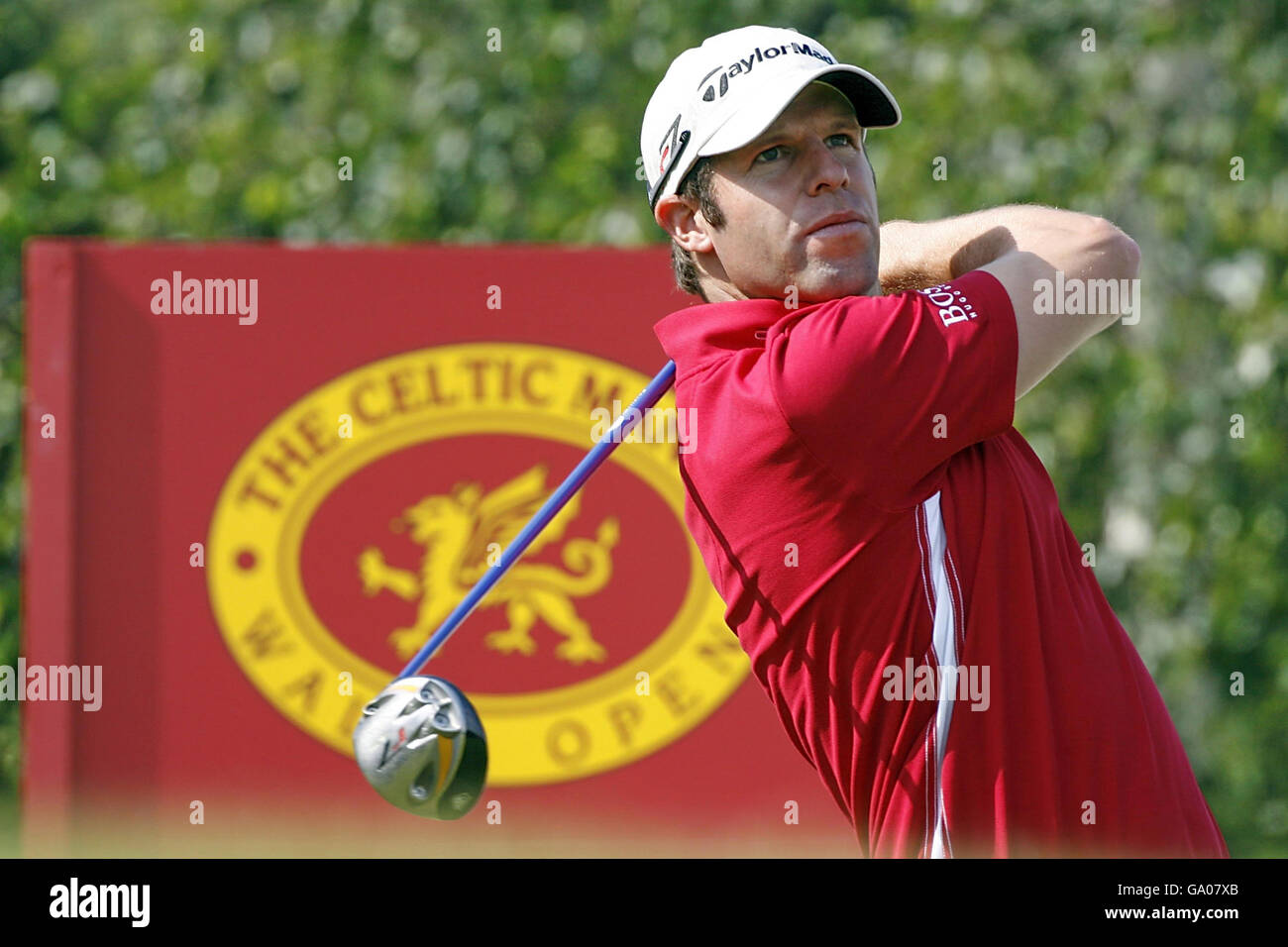 Golf - The Celtic Manor Wales Open - deuxième jour - Newport.Bradley Dredge part au 7ème jour pendant le deuxième jour du Celtic Manor Wales Open au Celtic Manor Resort, Newport. Banque D'Images