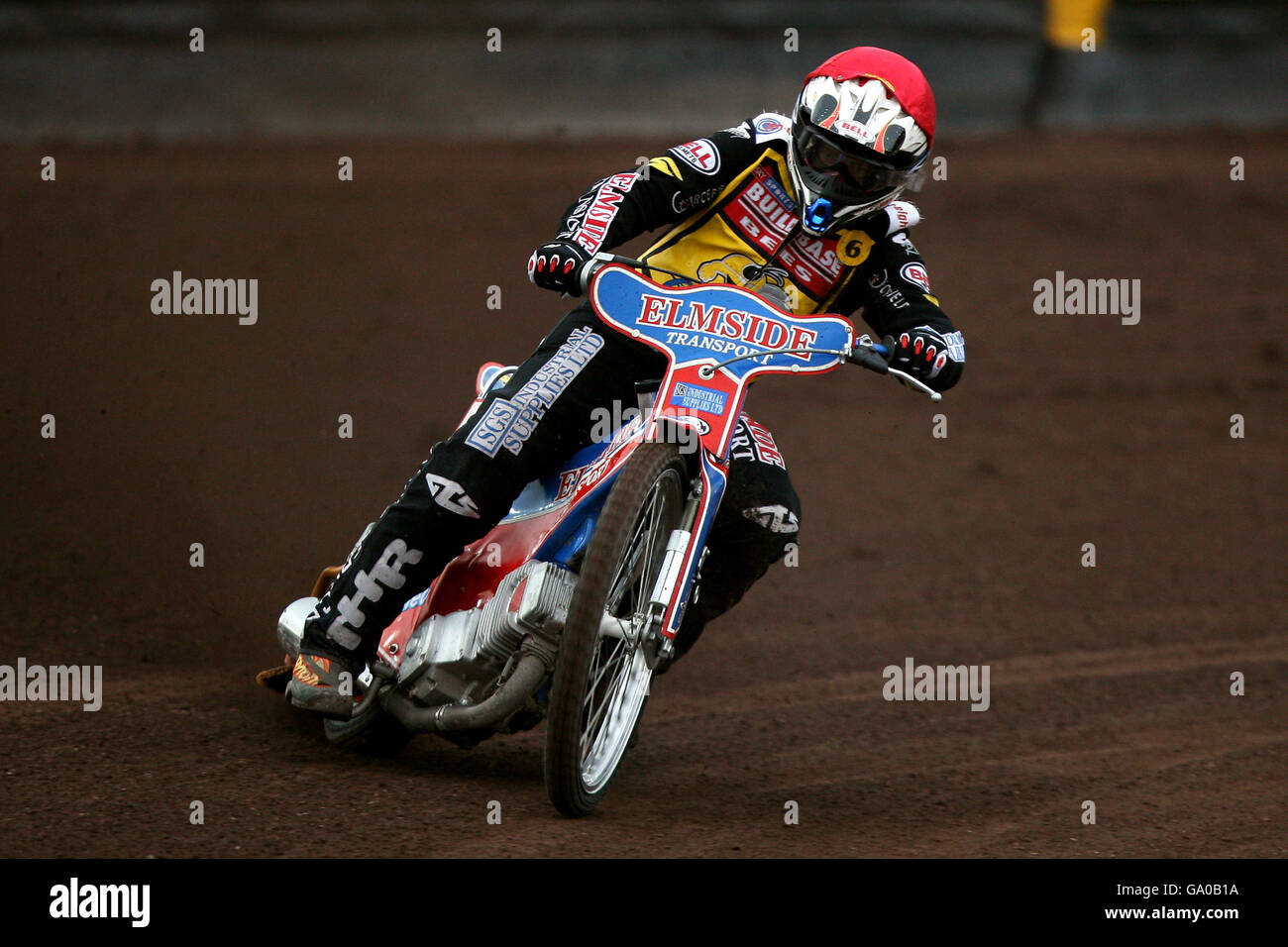 Oliver Allen de Coventry Buildbase Bees en action lors d'une course de la British Speedway Elite League au stade de Brandon, à Coventry. Banque D'Images