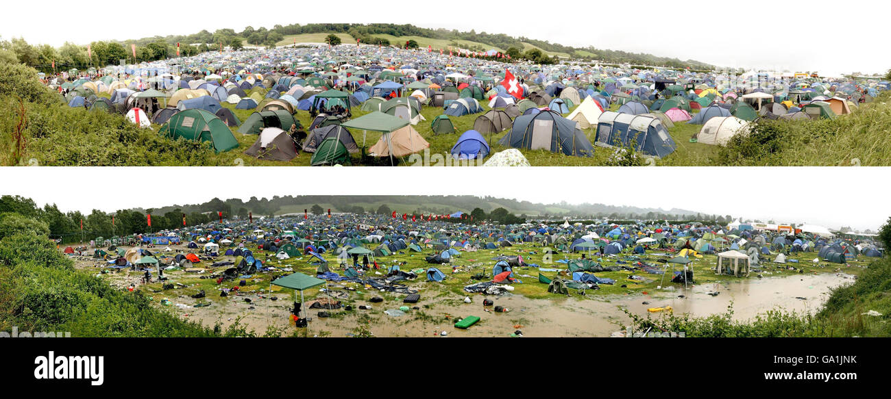 Avant et après Glastonbury Banque D'Images