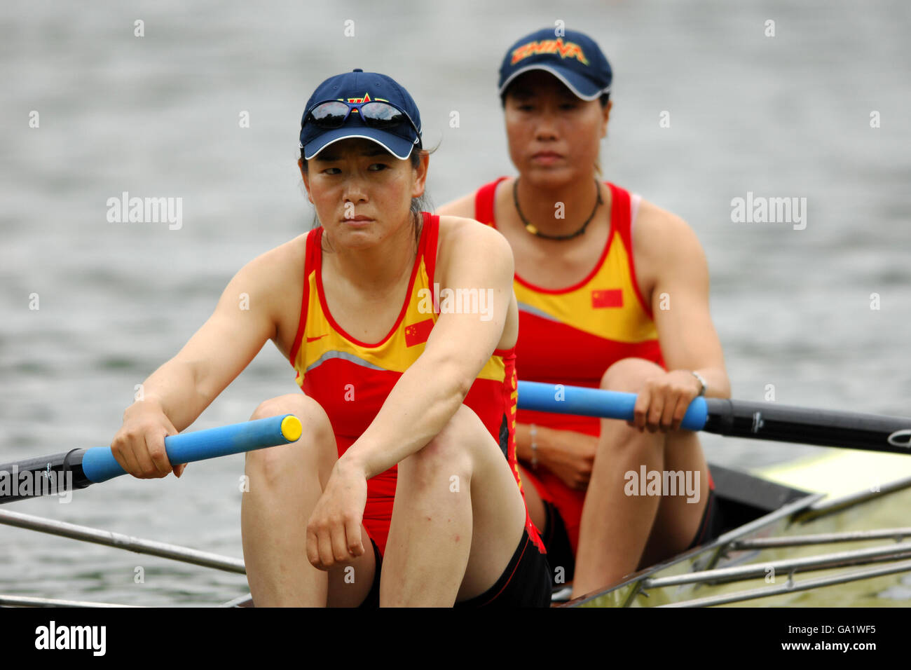 Meishuang Huang (à gauche) de Chine et Yanhua Gao rivalisent dans le paires pour femmes - chaleur 3 Banque D'Images