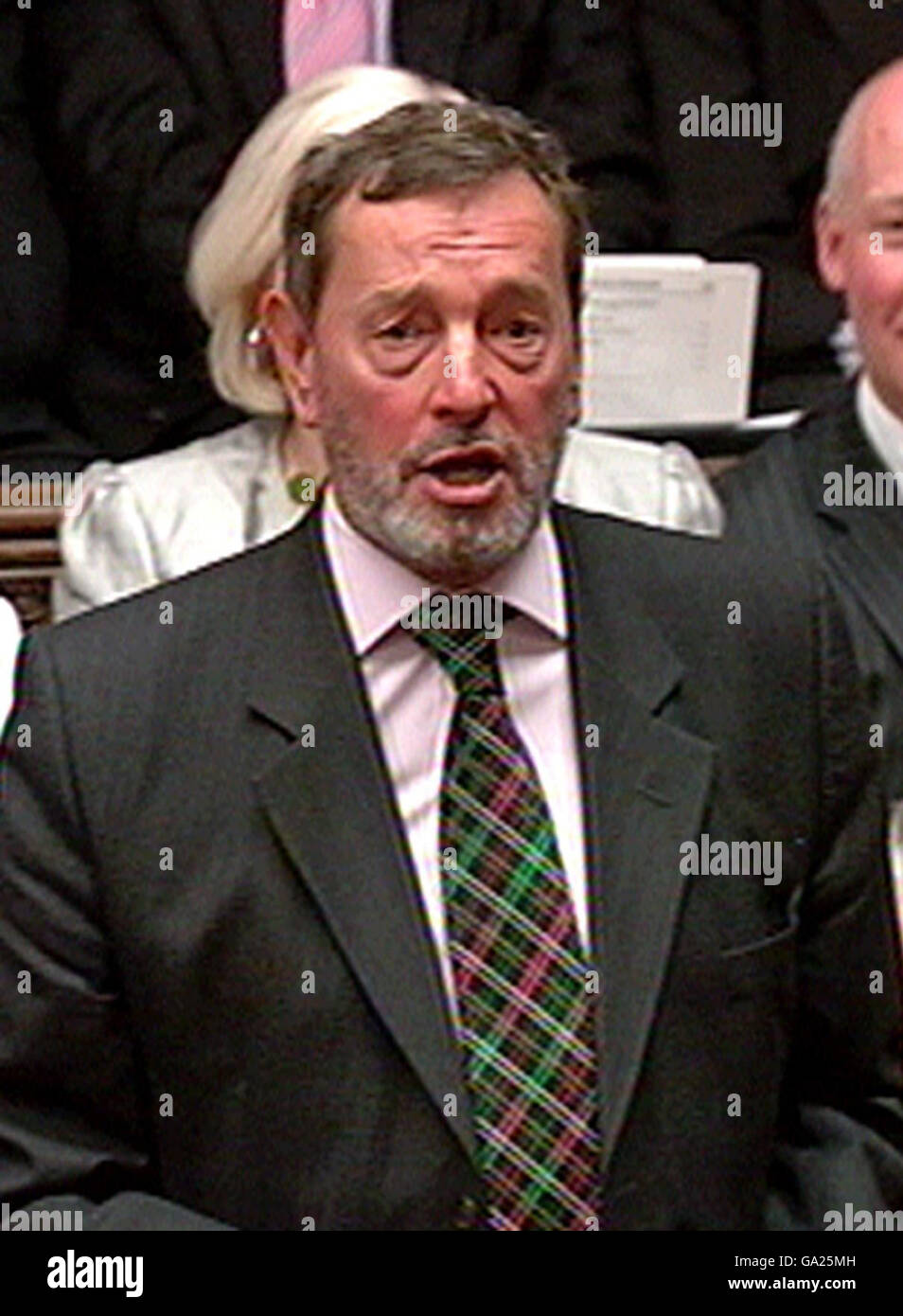 L'ancien ministre David Blunkett pendant les questions du premier ministre à la Chambre des communes, dans le centre de Londres. Banque D'Images