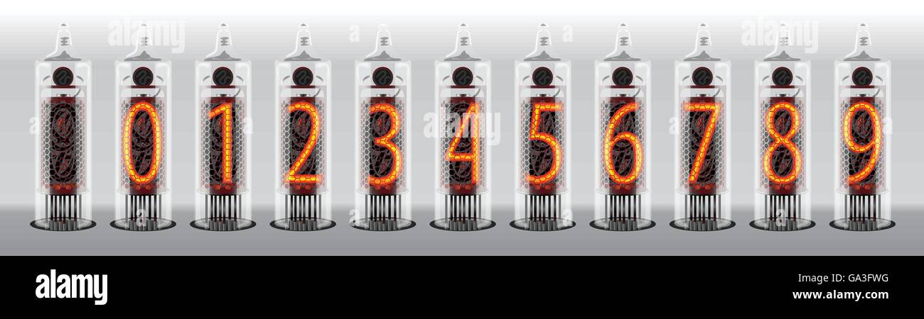 Chiffres sur l'écran à tube sous vide vintage Illustration de Vecteur