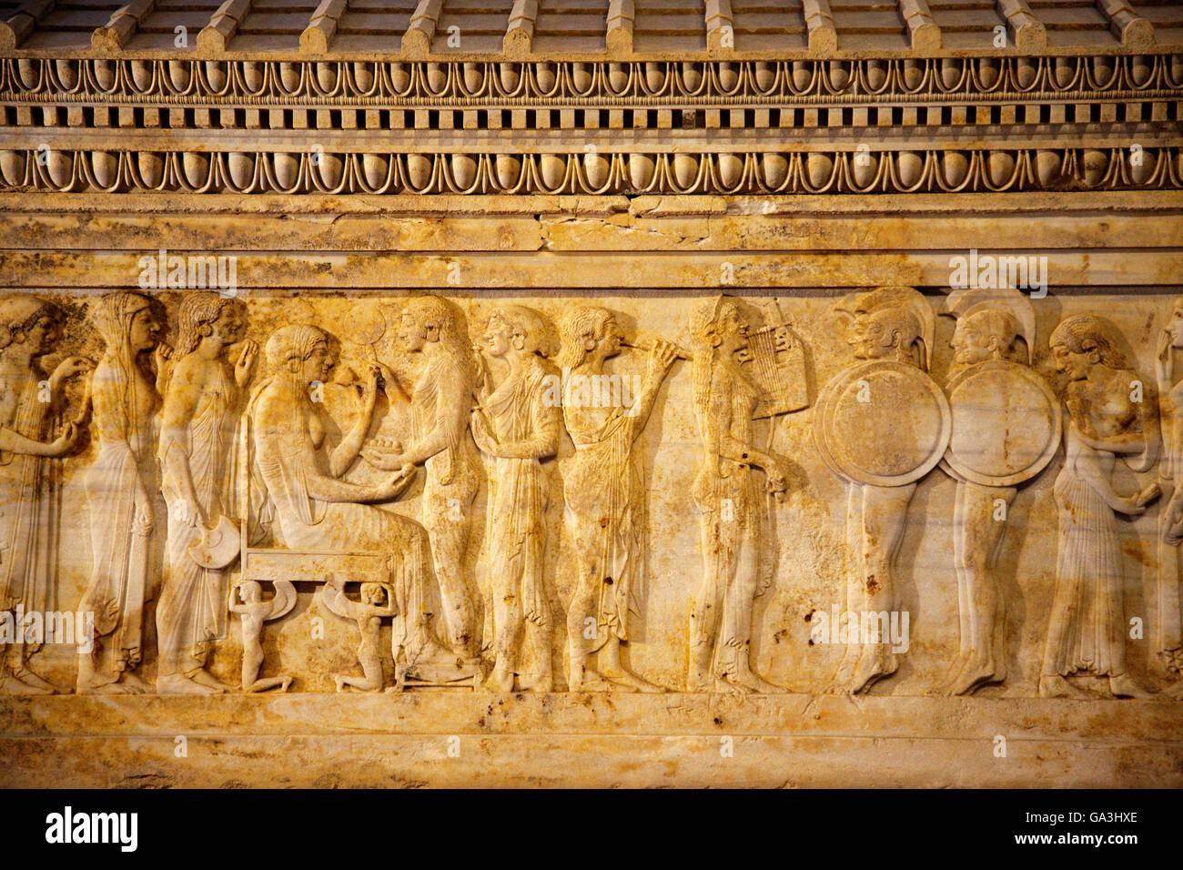 Polyksena Détails du sarcophage, Canakkale, Turquie. Banque D'Images