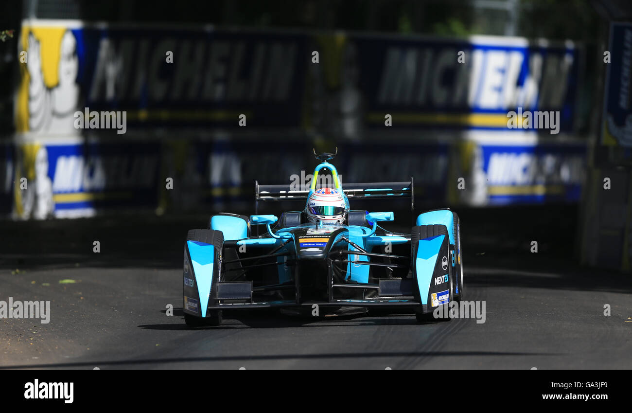 Nextev l'équipe du RCT Oliver Turvey, lors de la ronde 9 du Championnat FIA de Formule E à Battersea Park, Londres. Banque D'Images