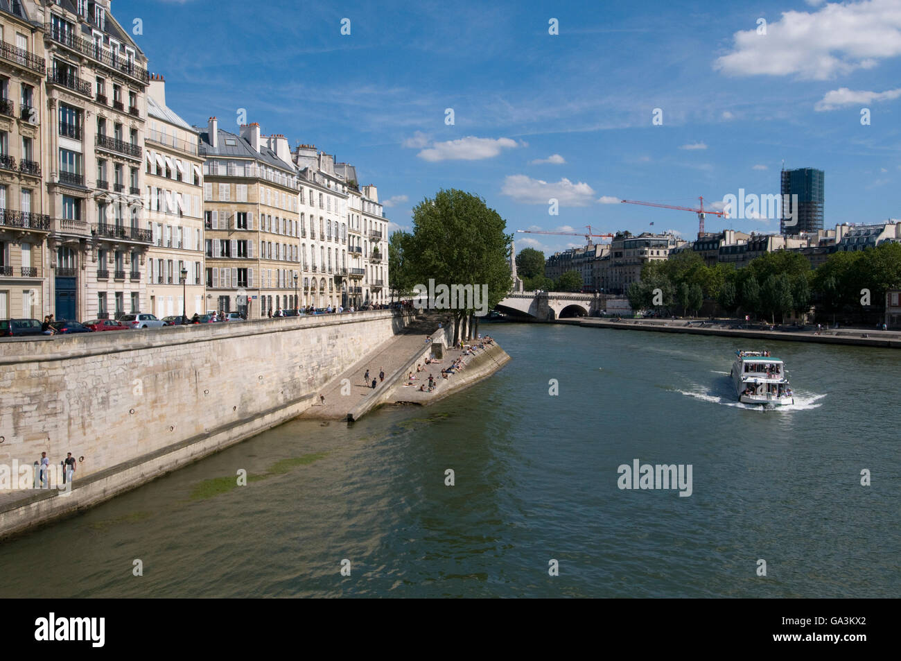 L'Ile Saint-Louis et le fleuve Seine, Paris, France, Europe Banque D'Images