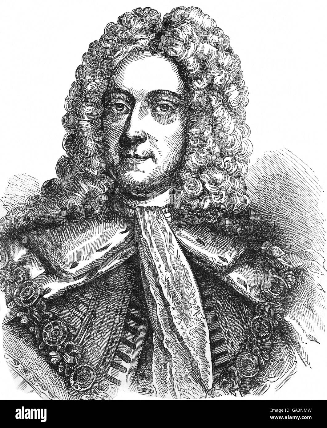 George II (1683 - 1760) fut roi de Grande-Bretagne et d'Irlande, à partir de 1727 jusqu'à sa mort. Il était le dernier monarque britannique, né à l'extérieur de la Grande-Bretagne ayant été nés et élevés dans le nord de l'Allemagne. Banque D'Images
