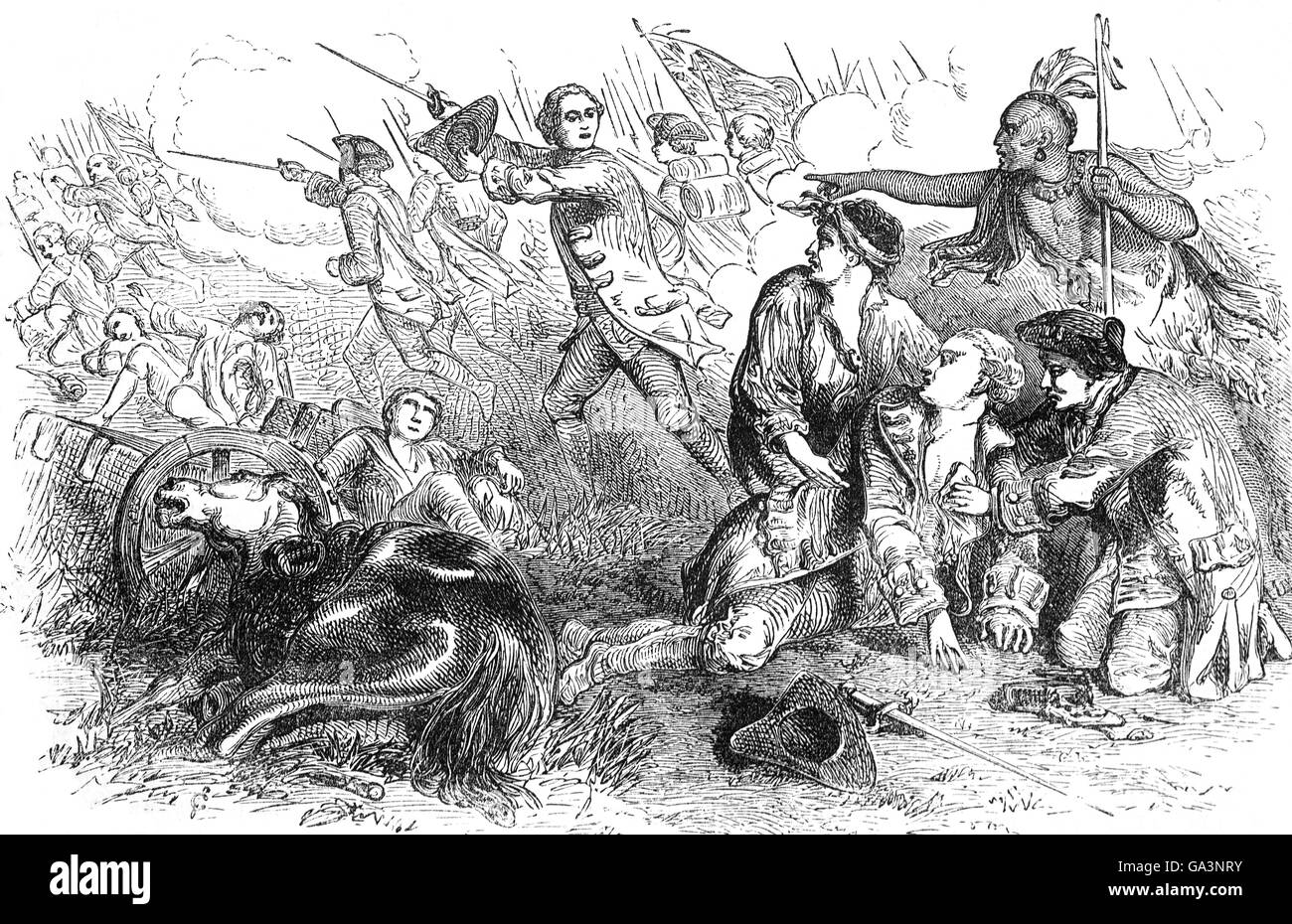 La mort du Major Général James Wolfe après il a dirigé 200 est livré avec 9 000 soldats et 18 000 marins sur un débarquement amphibie à la base des falaises à l'ouest du Québec le long du fleuve Saint-Laurent. Au cours du débat qui a suivi la bataille victorieuse contre la garnison française, Wolfe sont morts de blessures par balle. Banque D'Images