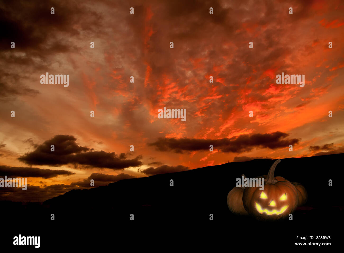 Spooky Halloween fond à la citrouille Banque D'Images