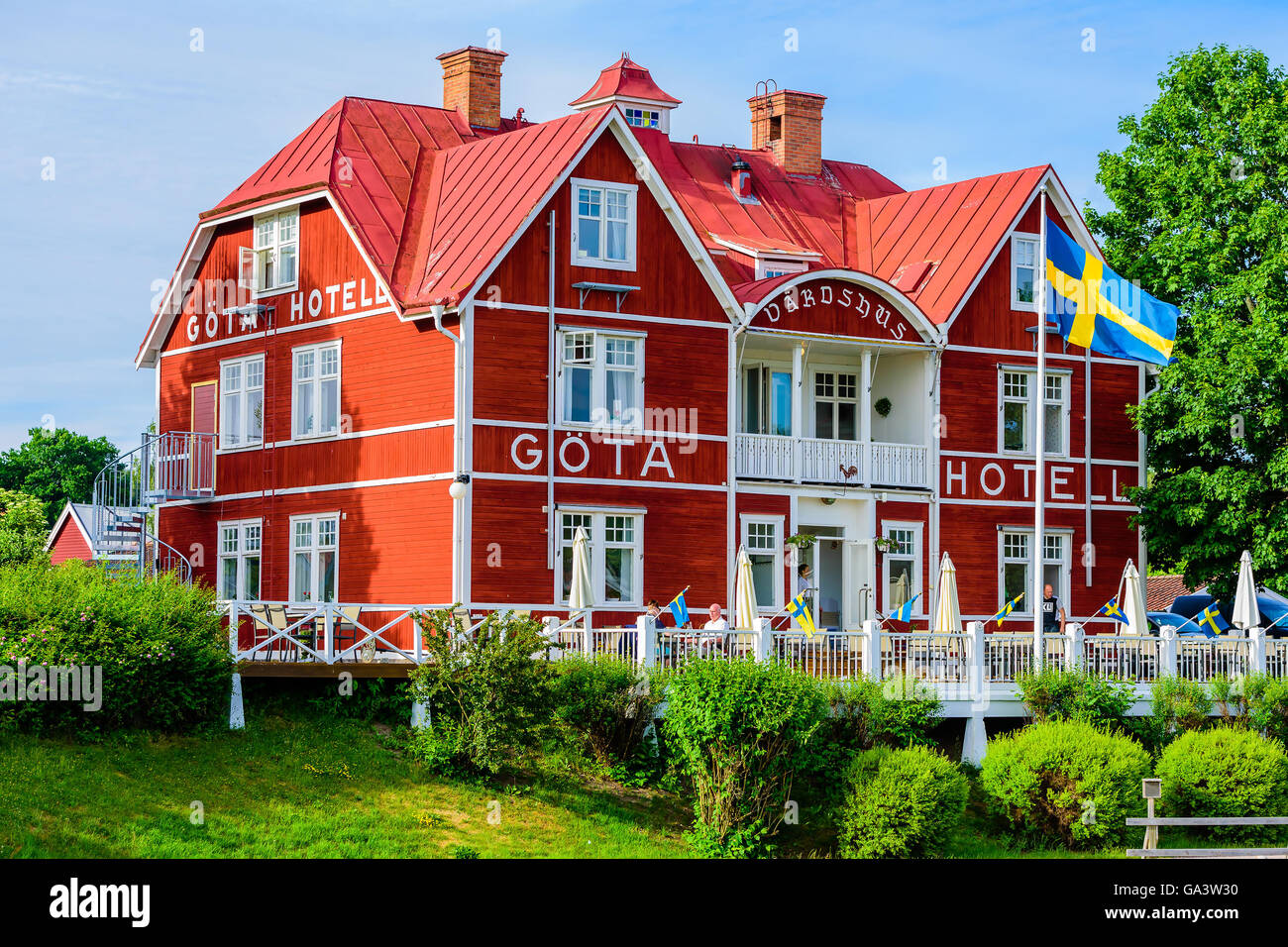 Borensberg, Suède - 20 juin 2016 : l'auberge Gota hotell est un des sites le long de la Gota canal. Banque D'Images