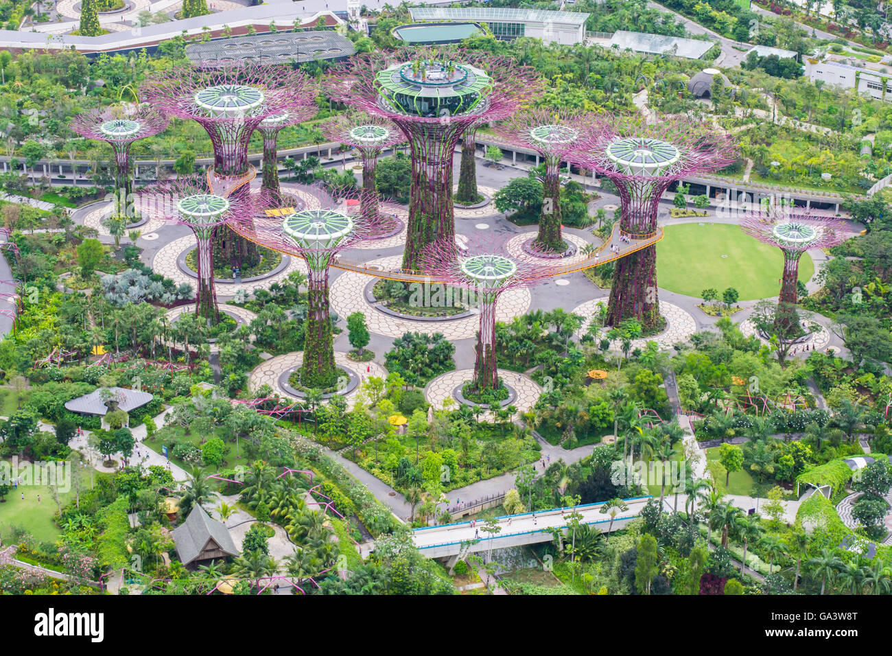 Vue aérienne de la Baie des Jardins, Singapour Banque D'Images