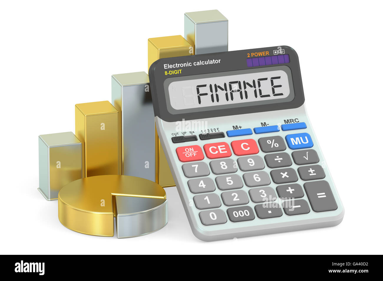 Concept des finances, rendu 3D isolé sur fond blanc Banque D'Images