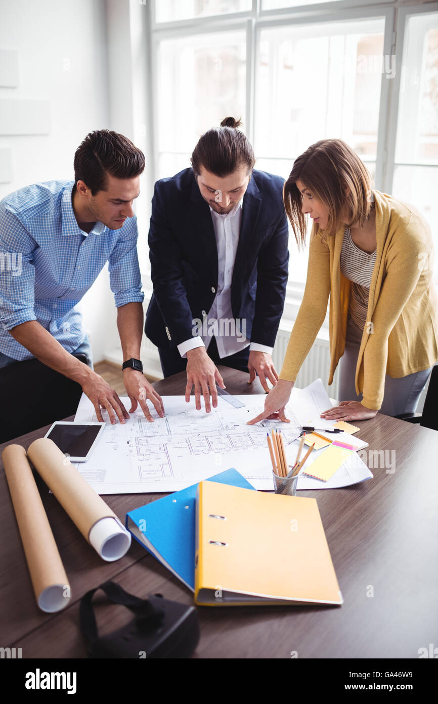 Au plan de la construction à Archtects Banque D'Images