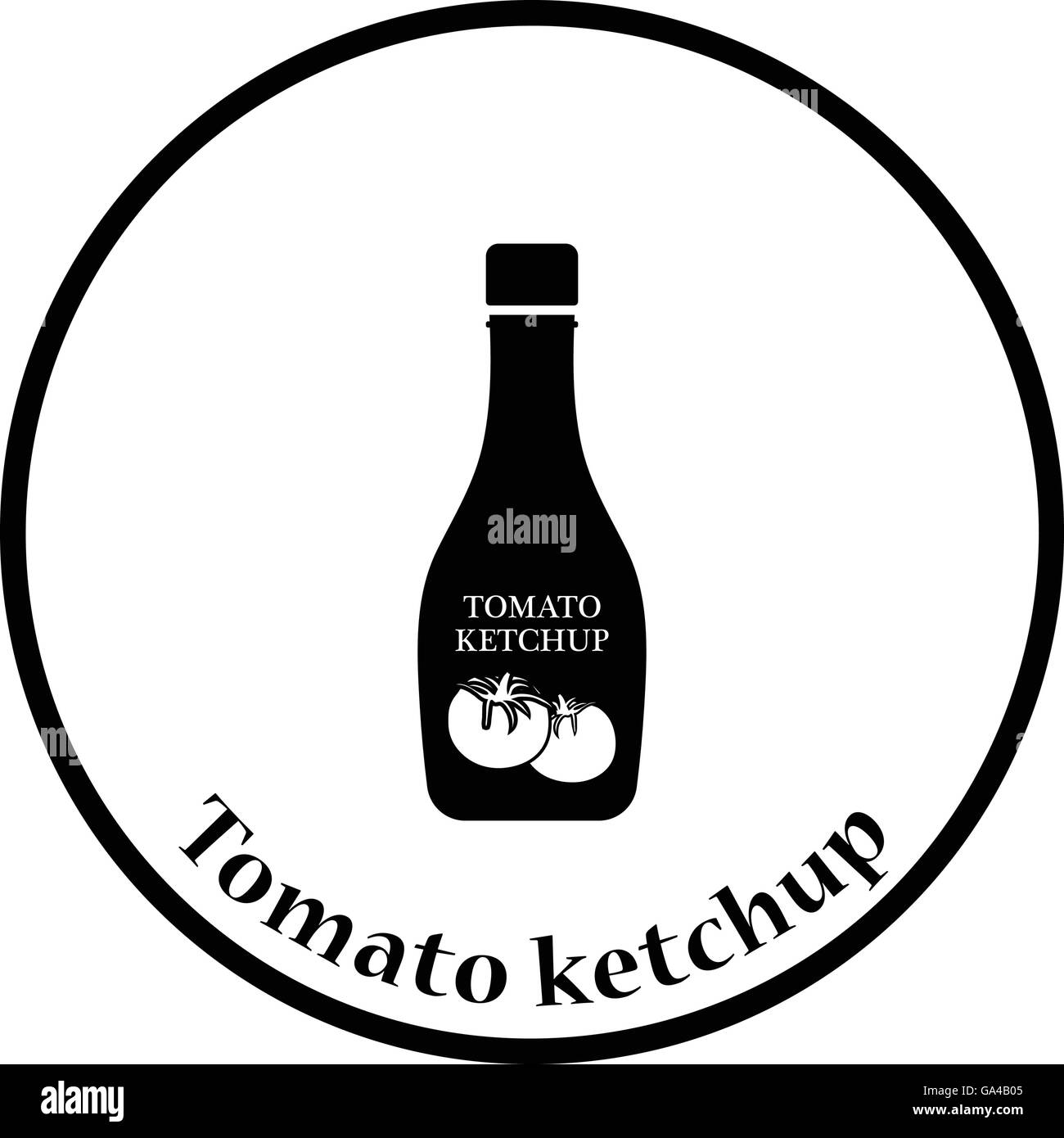 L'icône de ketchup aux tomates. Cercle mince de conception. Vector illustration. Illustration de Vecteur