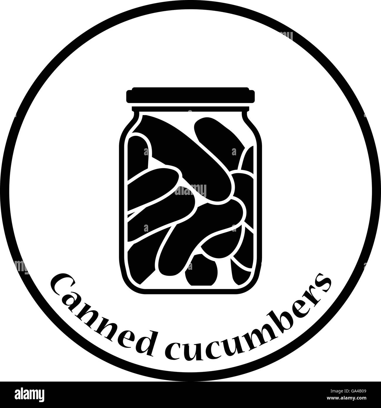 L'icône de concombres en conserve. Cercle mince de conception. Vector illustration. Illustration de Vecteur