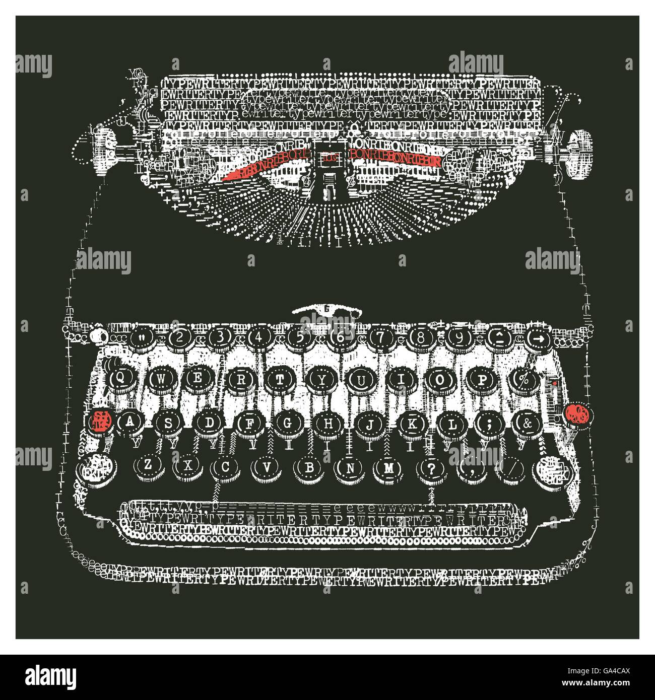 Machine à écrire machine à écrire en négatif de l'art Banque D'Images