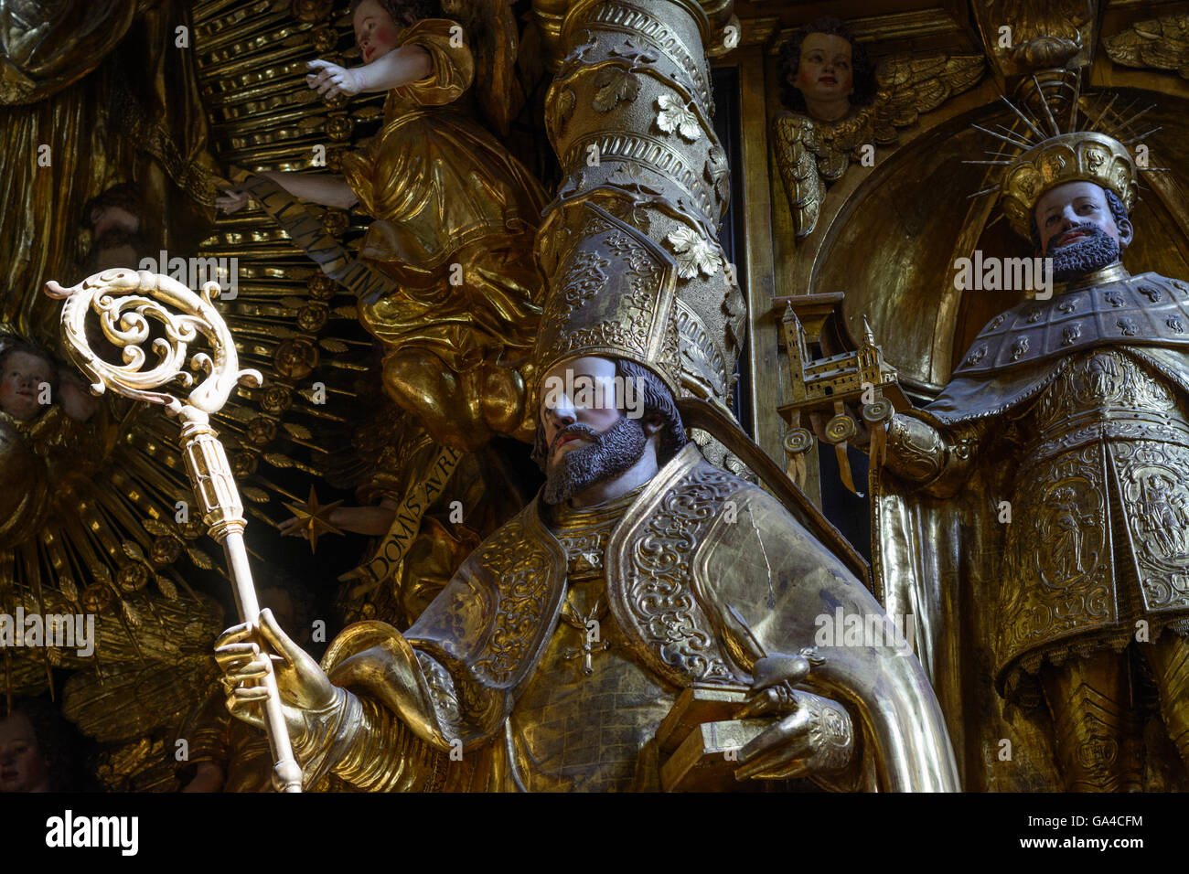 La Cathédrale de Gurk : autel avec le père de l'église Augustin, Gurk, Autriche, Carinthie, Styrie, Banque D'Images