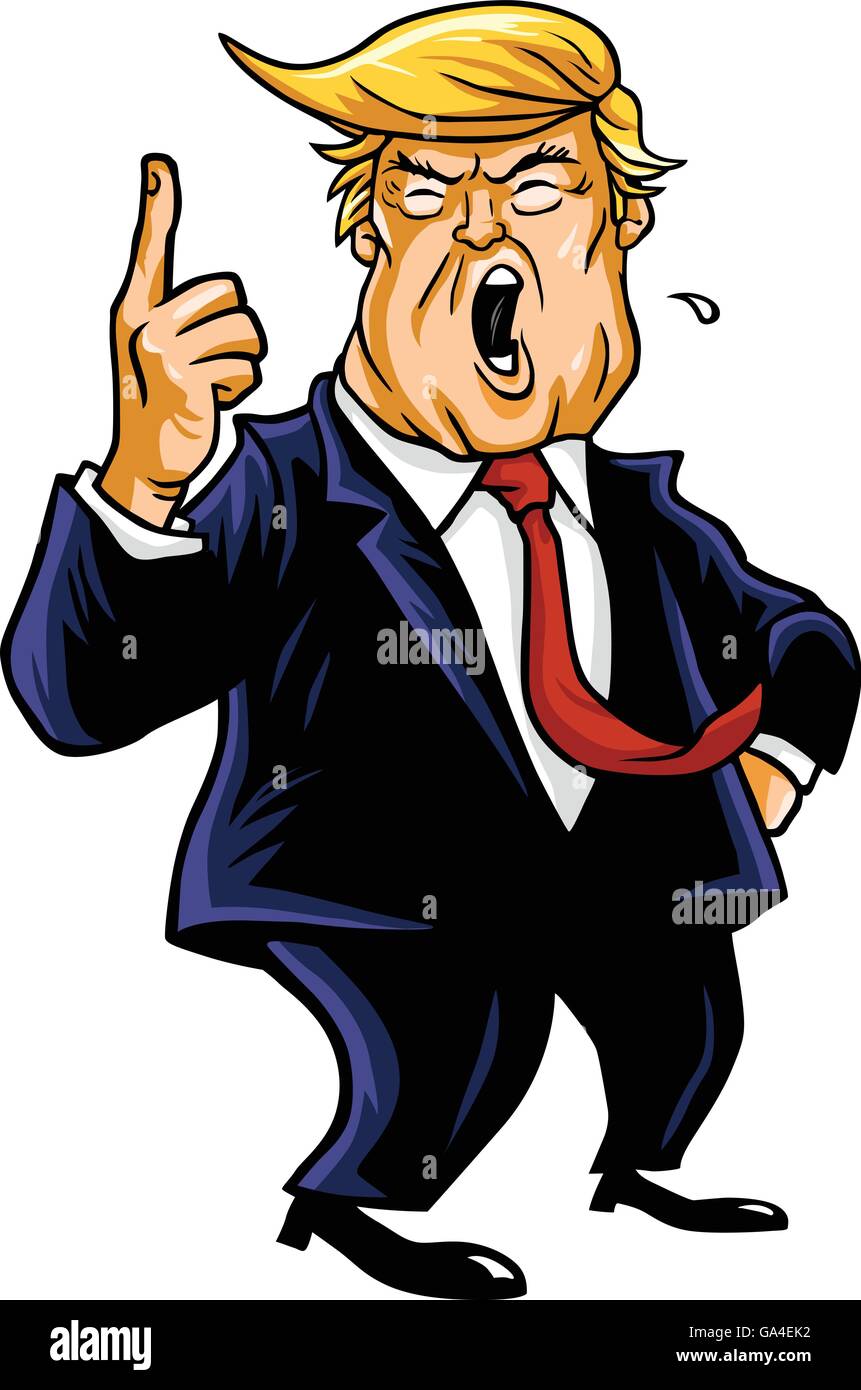Donald Trump de crier, vous êtes viré ! Caricature Cartoon Illustration de Vecteur