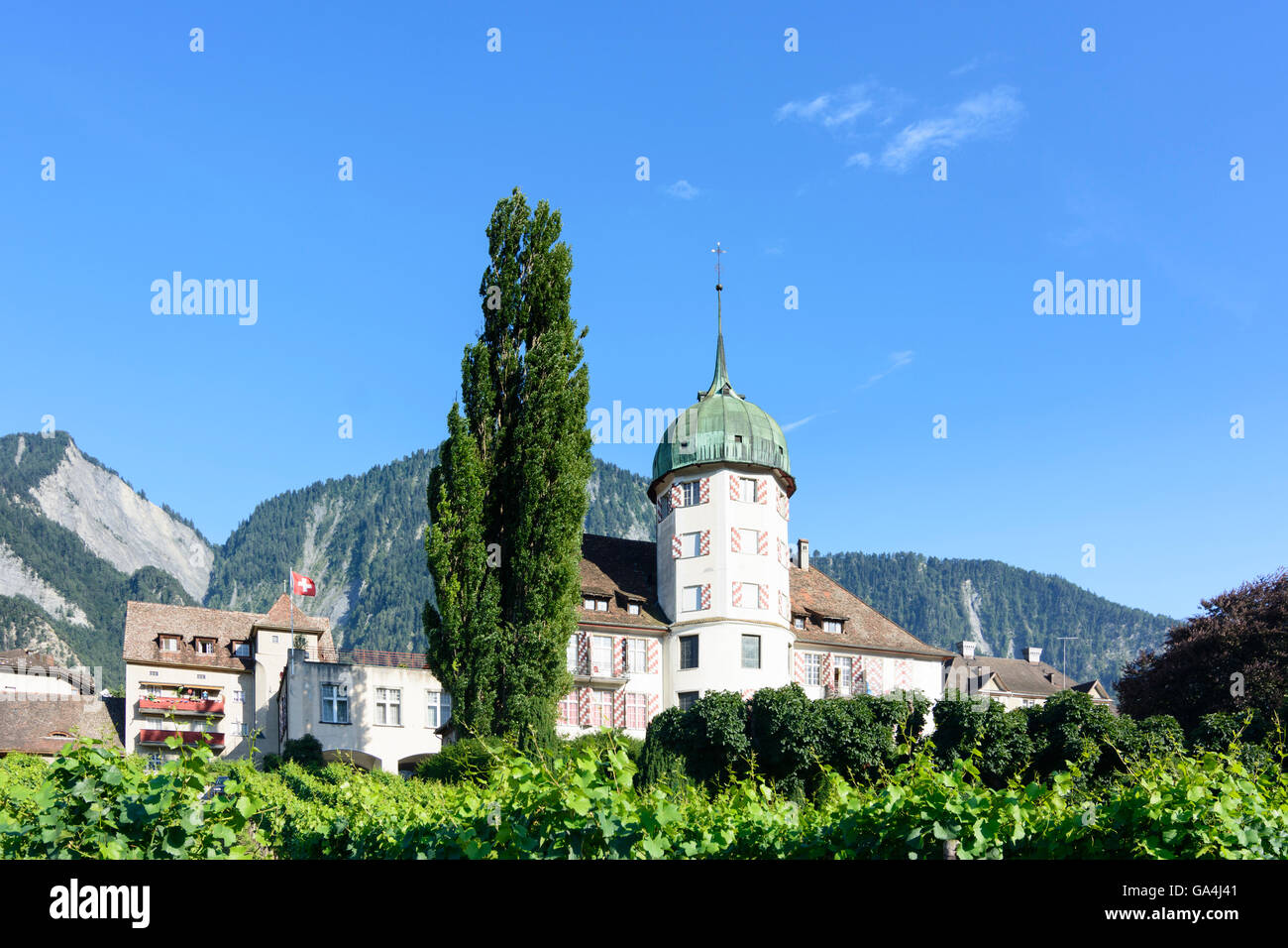 Zizers Château inférieur , maintenant une maison de retraite , le fleuve Johannesstift Suisse Grisons Grisons, Bündner Herrschaft Banque D'Images