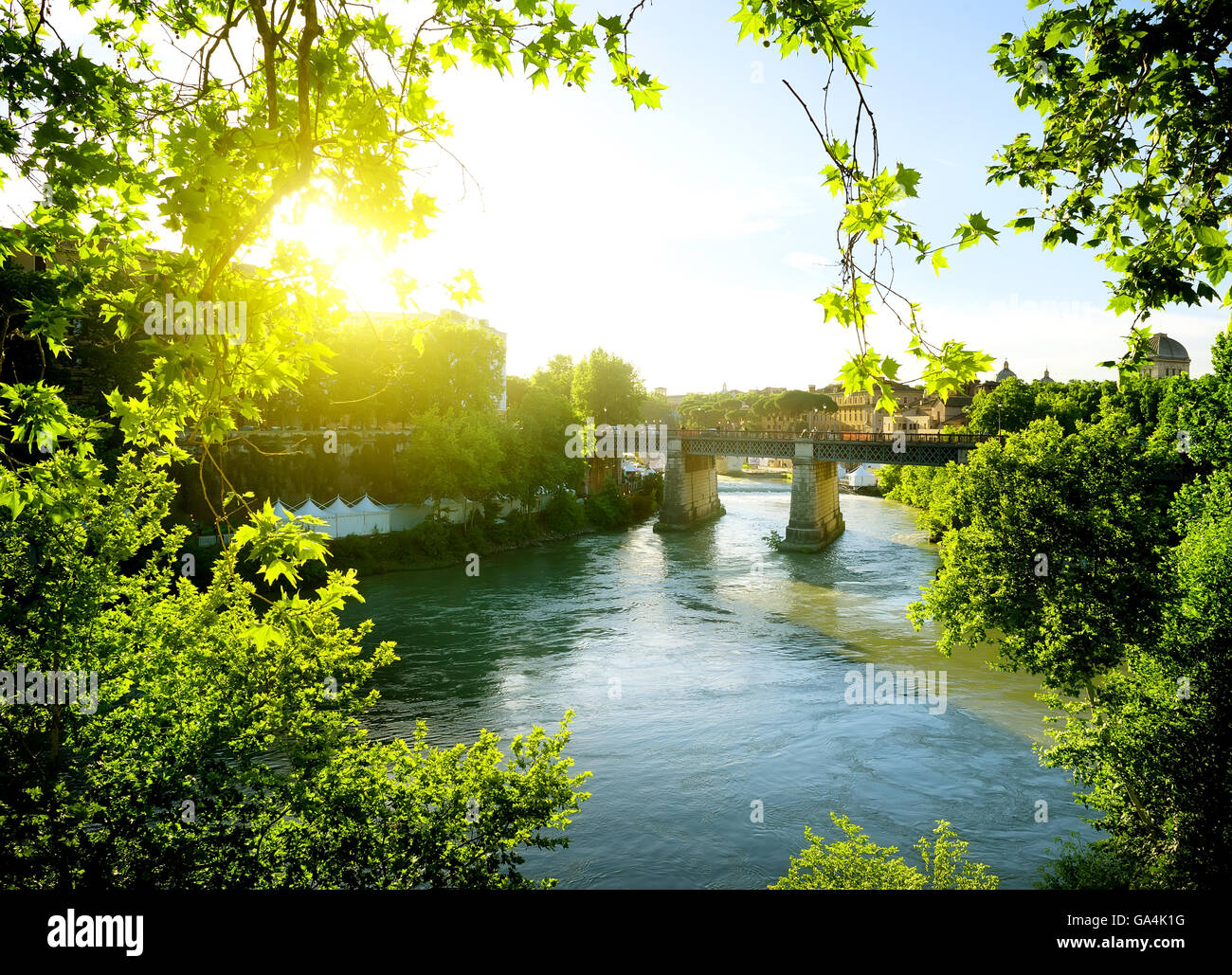 Ponte Palatino sur Tibre à Rome, Italie Banque D'Images