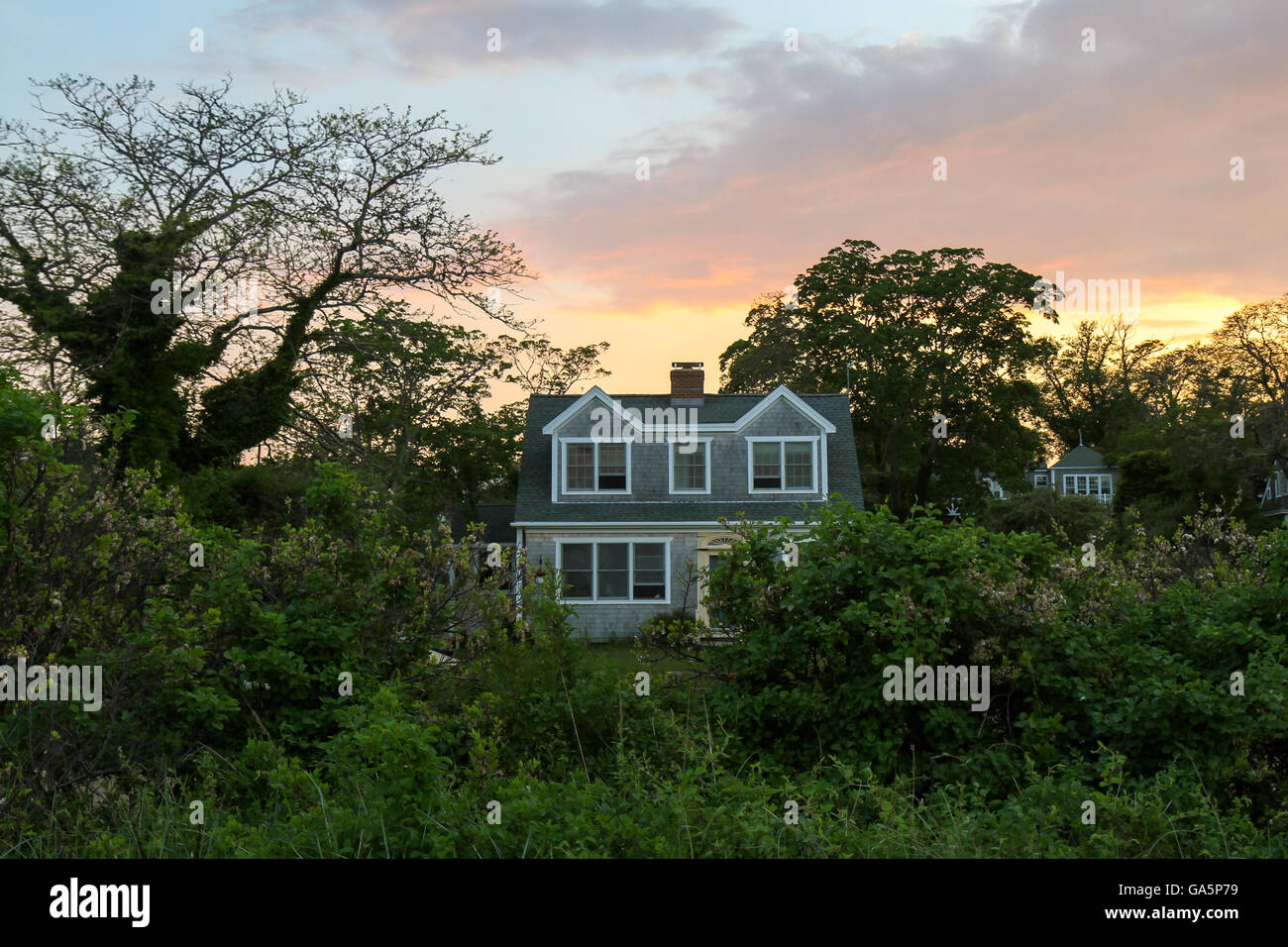 Coucher du soleil à Vineyard Haven, Martha's Vineyard, Massachusetts Banque D'Images