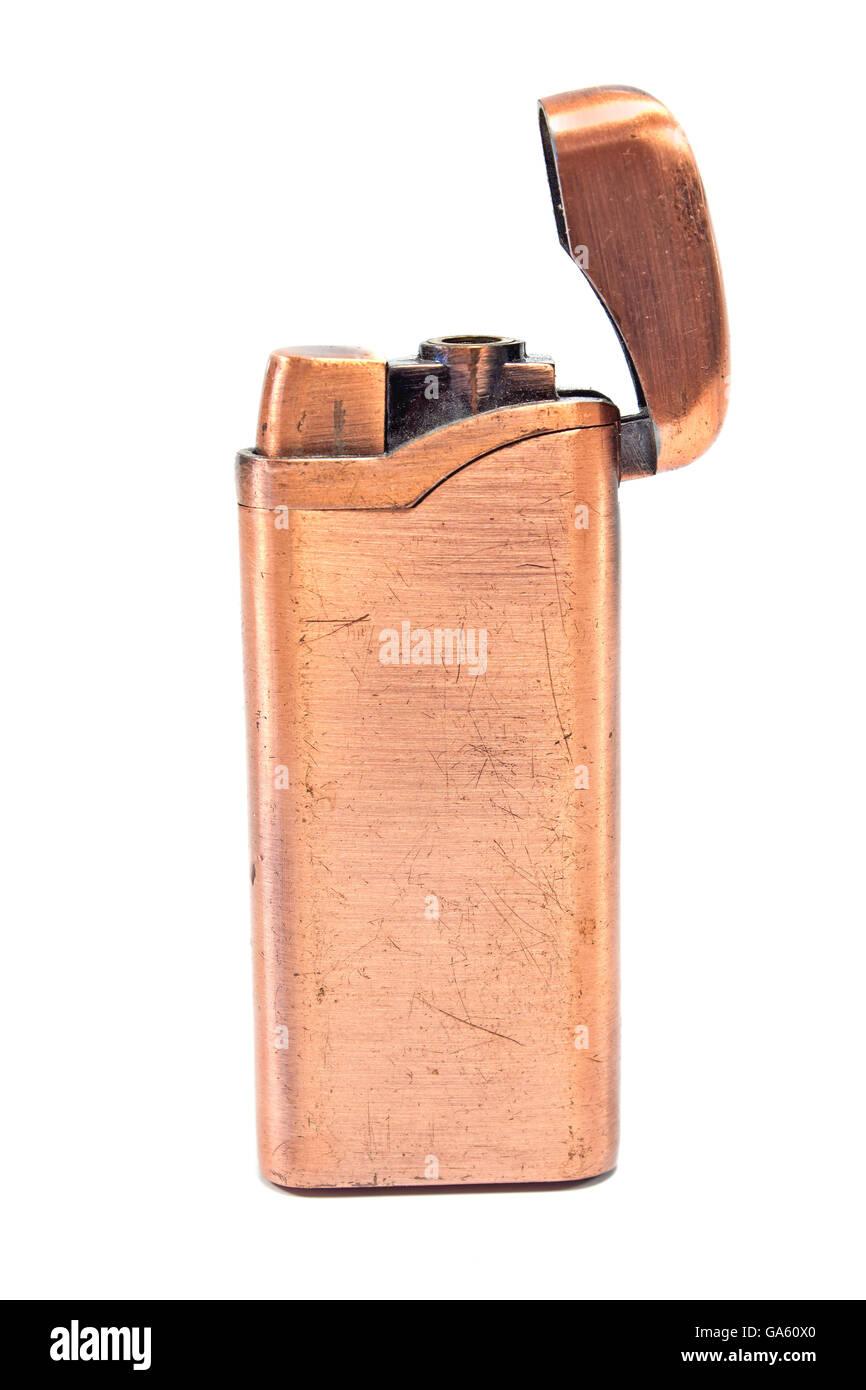Briquet vintage or isolated on white Banque D'Images
