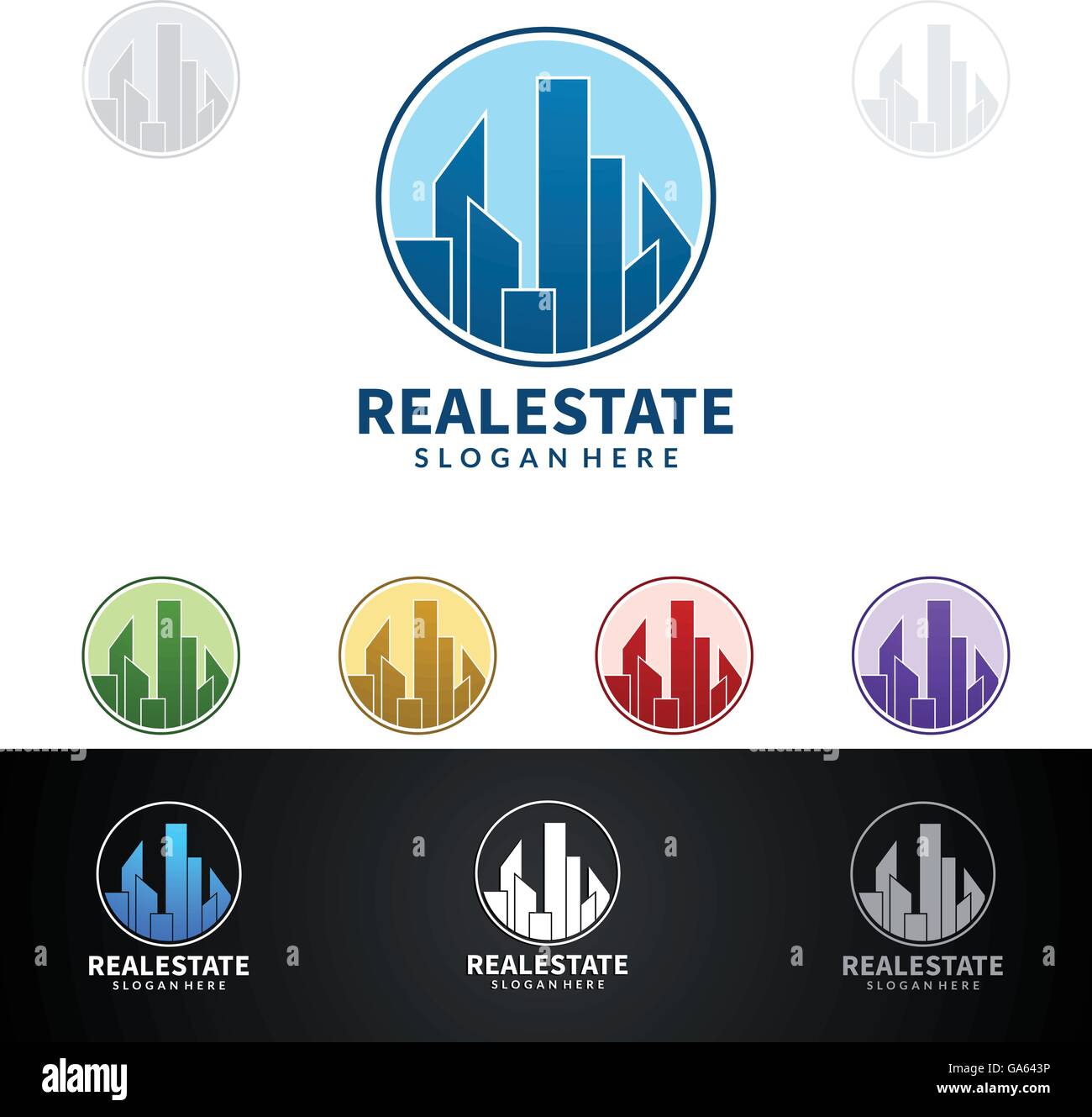 Real estate logo vector design, construction abstraite avec la forme représentée unique, forte et moderne de conception de logo de l'immobilier Illustration de Vecteur