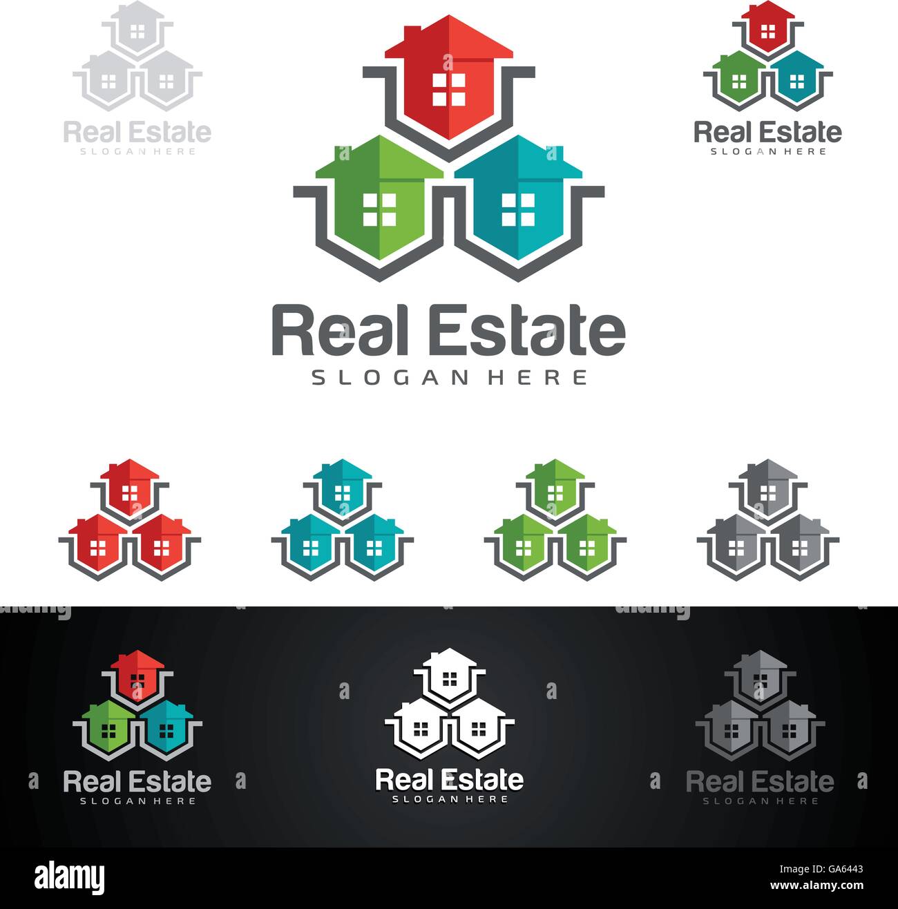 Real estate logo vector design, construction abstraite avec la forme