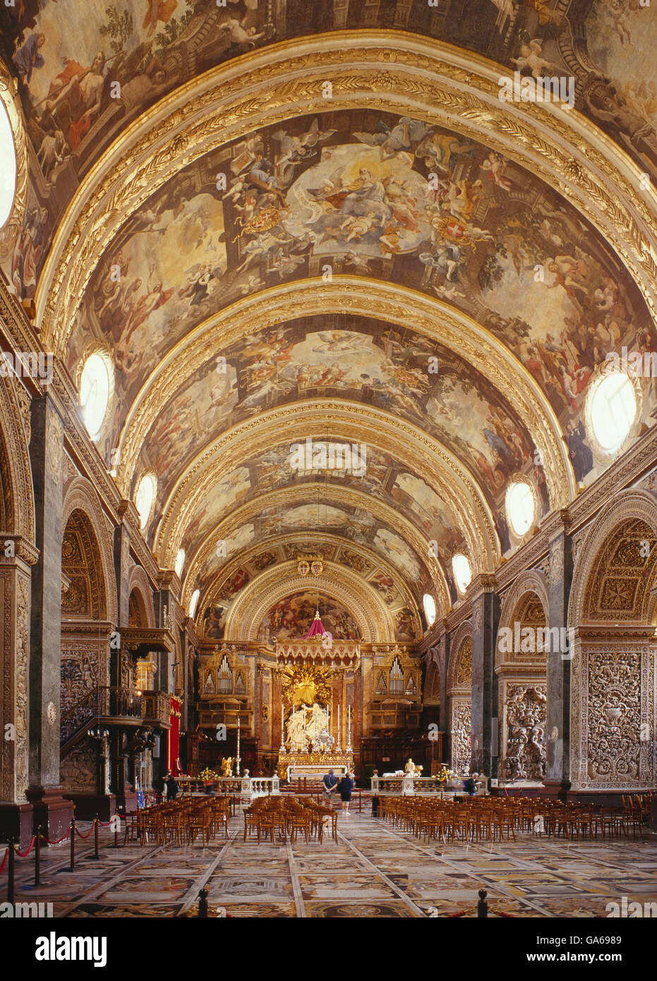 L'intérieur, la cathédrale Saint-Jean, La Valletta, Malta, Europe Banque D'Images