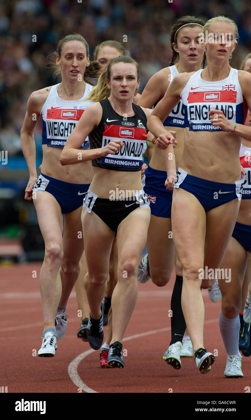 25 juin 2016 à Birmingham, Sarah McDonald participe à la 1500m femmes lors de la troisième journée du Championnat Britannique Birmingham Banque D'Images